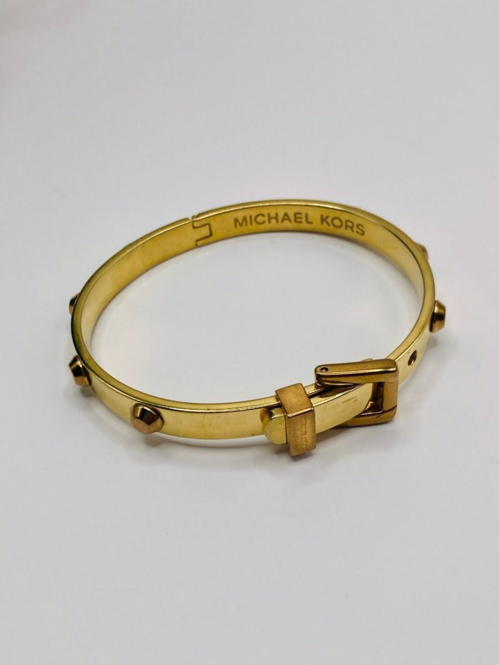 Michael Kors Gold-Tone Studded Buckle Bangle Bracelet -47B
